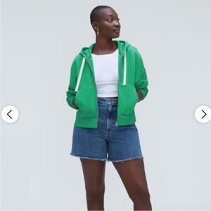 NEW Everlane Track Organic Cotton Hoodie Full Zip Bright Jade Green Size XXS S